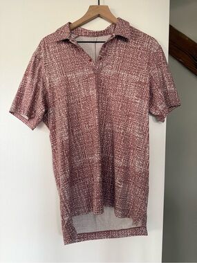 lululemon athletica Short Sleeve Collared Polo in Dusty Rose and White